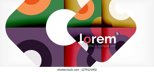 Geometric colorful shapes composition abstract background. Minimal dynamic design. Trendy abstract layout template for business or technology presentation or web brochure cover, wallpaper. Vector