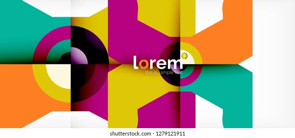 Composición de formas geométricas coloridas composición fondo abstracto. Diseño dinámico mínimo. Plantilla de diseño abstracto de moda para presentación de negocios o tecnología o portada de folletos web, fondo de pantalla. Vector