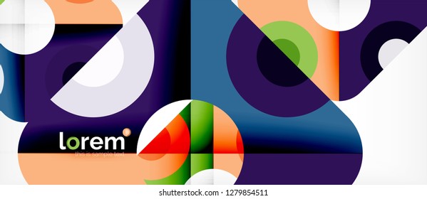 Geometric colorful shapes composition abstract background. Minimal dynamic design. Trendy abstract layout template for business or technology presentation or web brochure cover, wallpaper. Vector