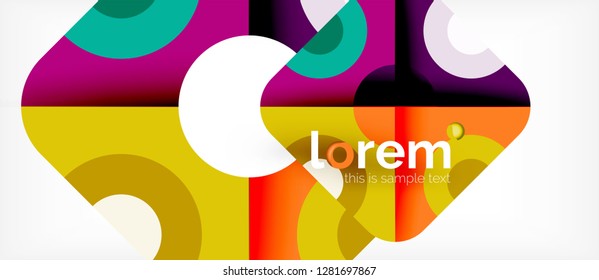 Geometric colorful shapes composition abstract background. Minimal dynamic design. Trendy abstract layout template for business or technology presentation or web brochure cover, wallpaper. Vector