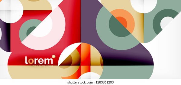 Geometric colorful shapes composition abstract background. Minimal dynamic design. Trendy abstract layout template for business or technology presentation or web brochure cover, wallpaper. Vector