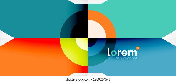 Composición de formas geométricas coloridas composición fondo abstracto. Diseño dinámico mínimo. Plantilla de diseño abstracto de moda para presentación de negocios o tecnología o portada de folletos web, fondo de pantalla. Vector