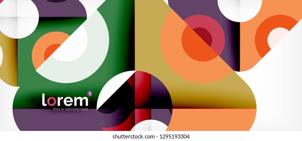 Geometric colorful shapes composition abstract background. Minimal dynamic design. Trendy abstract layout template for business or technology presentation or web brochure cover, wallpaper. Vector
