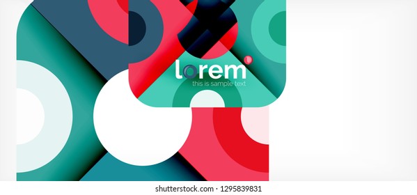 Geometric colorful shapes composition abstract background. Minimal dynamic design. Trendy abstract layout template for business or technology presentation or web brochure cover, wallpaper. Vector