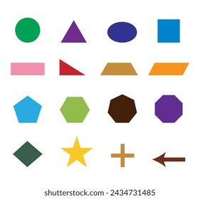 Geometric colorful shapes for preschool kids.