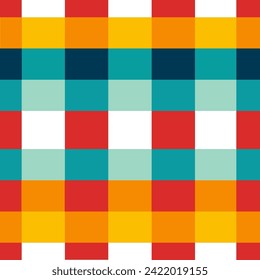 Geometric Colorful Square Grid line Seamless Pattern.  Vector design gingham style for fabric, tile, embroidery, wrapping, wallpaper, and background 