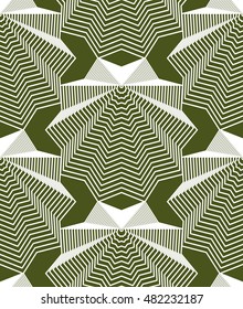 Geometric colorful stripy seamless pattern, bright vector abstract background. Graphic symmetric ornament.