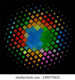 Geometric colorful vector background. Abstract halftone illustration pattern. Vintage texture