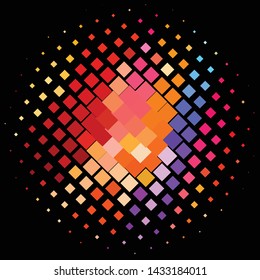 Geometric colorful vector background. Abstract halftone illustration pattern. Vintage texture