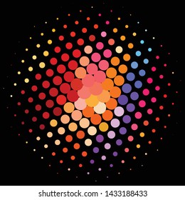 Geometric colorful vector background. Abstract halftone illustration pattern. Vintage texture