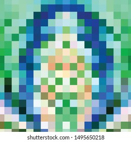 Geometric colorful vector background. Abstract halftone illustration pattern. Vintage texture