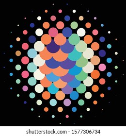 Geometric colorful vector background. Abstract halftone illustration pattern. Vintage texture