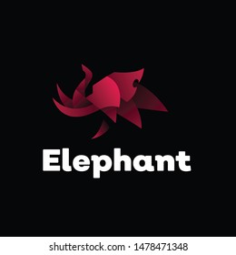 geometric colorful, vibrant, elephant logo design, icon, vector, template, dark background