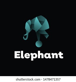 geometric colorful, vibrant, elephant logo design, icon, vector, template, dark background