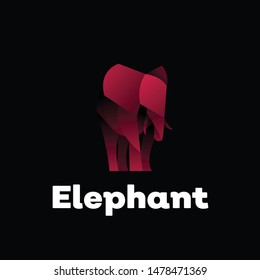 geometric colorful, vibrant, elephant logo design, icon, vector, template, dark background