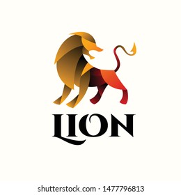 geometric colorful, vibrant, lion logo design, icon, vector, template, white background