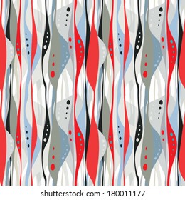 Geometric colorful wallpaper with vertical dotted ribbons, striped abstract seamless pattern.