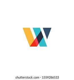 Geometric colorfull letter W logo design 