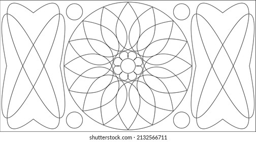 Geometric Coloring Page, Geometric Shape Outline, Geometry, Activity Sheet Vector Art Illustration