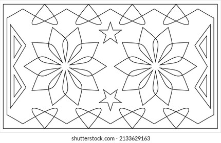 Geometric Coloring Page, Geometric Shape Outline, Geometry, Activity Sheet Vector Art Illustration
