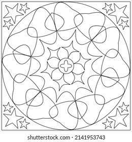 Geometric Coloring Page, Geometric Shape Outline, Geometry, Activity Sheet Vector Art Illustration