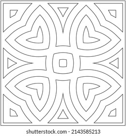 Geometric Coloring Page, Geometric Shape Outline, Geometry, Activity Sheet Vector Art Illustration