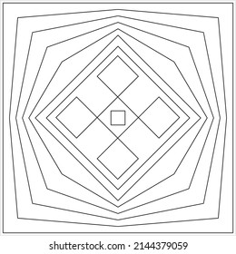 Geometric Coloring Page, Geometric Shape Outline, Geometry, Activity Sheet Vector Art Illustration