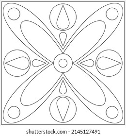 Geometric Coloring Page, Geometric Shape Outline, Geometry, Activity Sheet Vector Art Illustration