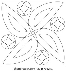 Geometric Coloring Page, Geometric Shape Outline, Geometry, Activity Sheet Vector Art Illustration