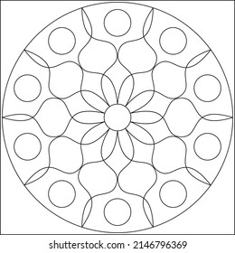 Geometric Coloring Page, Geometric Shape Outline, Geometry, Activity Sheet Vector Art Illustration