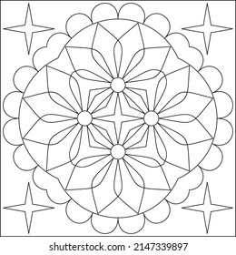 Geometric Coloring Page, Geometric Shape Outline, Geometry, Activity Sheet Vector Art Illustration