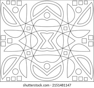 Geometric Coloring Page, Geometric Shape Outline, Geometry, Activity Sheet Vector Art Illustration