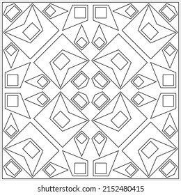Página Coloración Geométrica, Esquema De Forma Geométrica, Geometría, Ilustración De Arte Vector De Hoja De Actividad