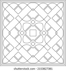 Geometric Coloring Page, Geometric Shape Outline, Geometry, Activity Sheet Vector Art Illustration