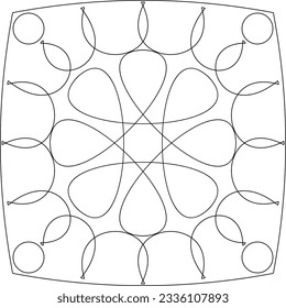 Geometric Coloring Page, Geometric Shape Outline, Geometry, Activity Sheet Vector Art Illustration