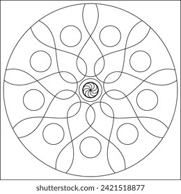 Geometric Coloring Page, Geometric Shape Outline, Geometry, Activity Sheet Vector Art Illustration