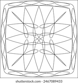 Geometric Coloring Page, Geometric Shape Outline, Geometry, Activity Sheet Vector Art Illustration