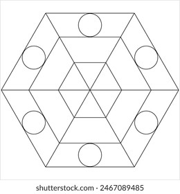 Geometric Coloring Page, Geometric Shape Outline, Geometry, Activity Sheet Vector Art Illustration