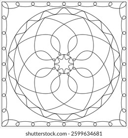 Geometric Coloring Page, Geometric Shape Outline, Geometry, Activity Sheet Vector Art Illustration