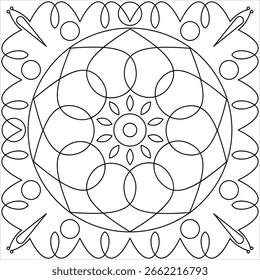 Geometrische Malvorlage, geometrische Formkontur, Geometrie, Aktivitätsblatt, Vektorgrafik
