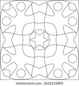 Página de Coloração Geométrica, Contorno de Forma Geométrica, Geometria, Ilustração de arte vetorial de folha de atividades