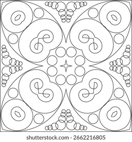 Geometric Coloring Page, Geometric Shape Outline, Geometry, Activity Sheet Vector Art Illustration