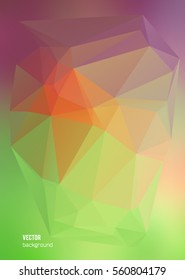 Geometric colors gradient background of bright perspective with lighting glowing triangle 3d effect crystal lattice. Graphic image template. Abstract Illustration 10 for business brochure A4 format