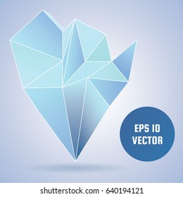 Geometric colors volume shape, 3d quartz crystals, abstraction low polygons object, triangle 3d effect magic crystal lattice lines. Vector EPS 10 business brochure