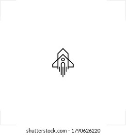geometric combine shape of house and rocket logo