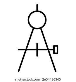 Vector geométrico de la brújula Icono plano del contorno blanco y negro