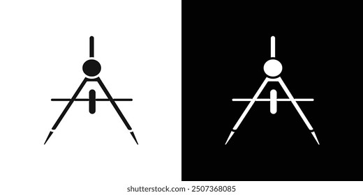 geometric compass icon flat line symbol set.