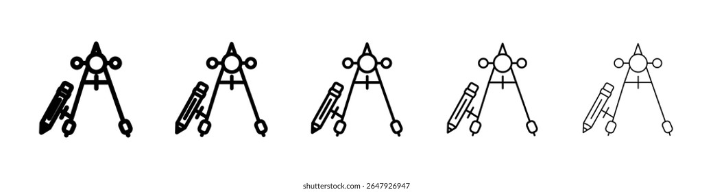 geometric compass icon isolated vector on white background set