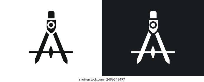 Geometric compass icon linear graphics set vector in black