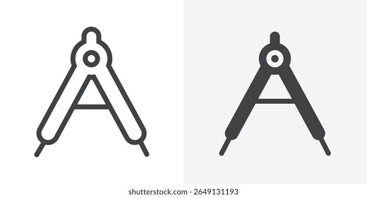 geometric compass icon Outline vector sign